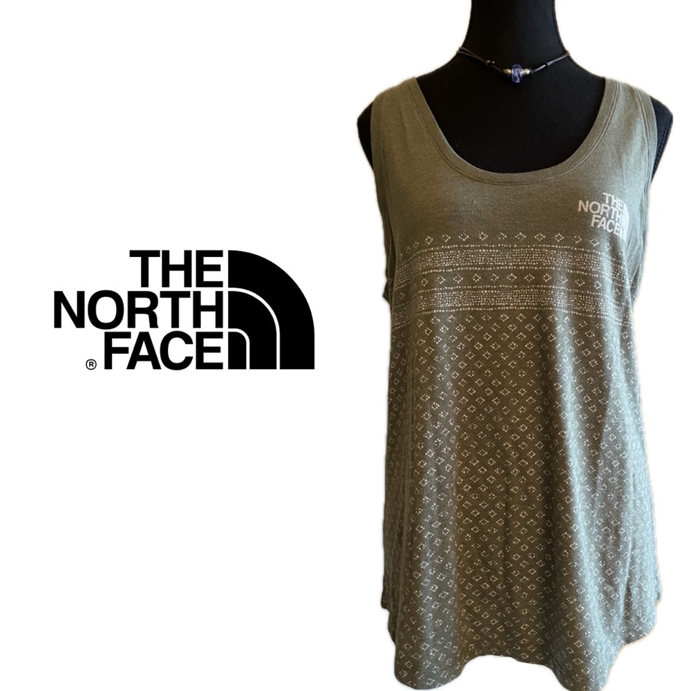 North Face Geometric Diamond Print Tri-Blend Hiking Tank Top Clover Heather L